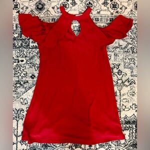 CANDIE’S Junior's Medium RED Flutter Sleeve Halter Swing Mini Dress Lined